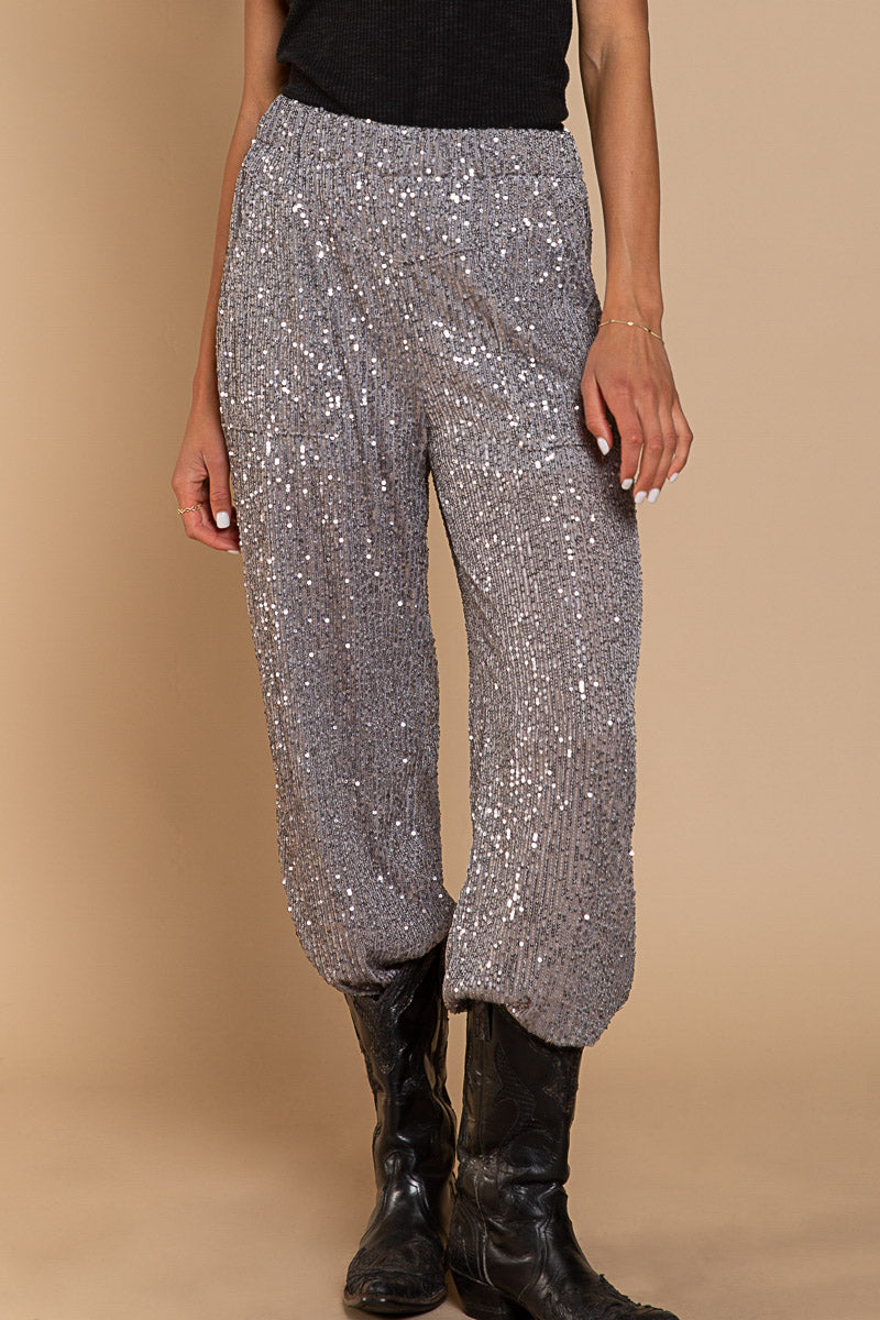 Sequin Jogger - Gold Beige