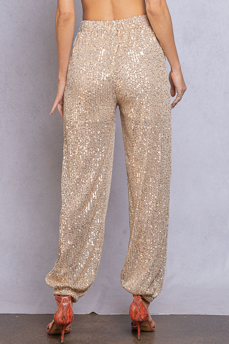 Sequin Jogger - Gold Beige