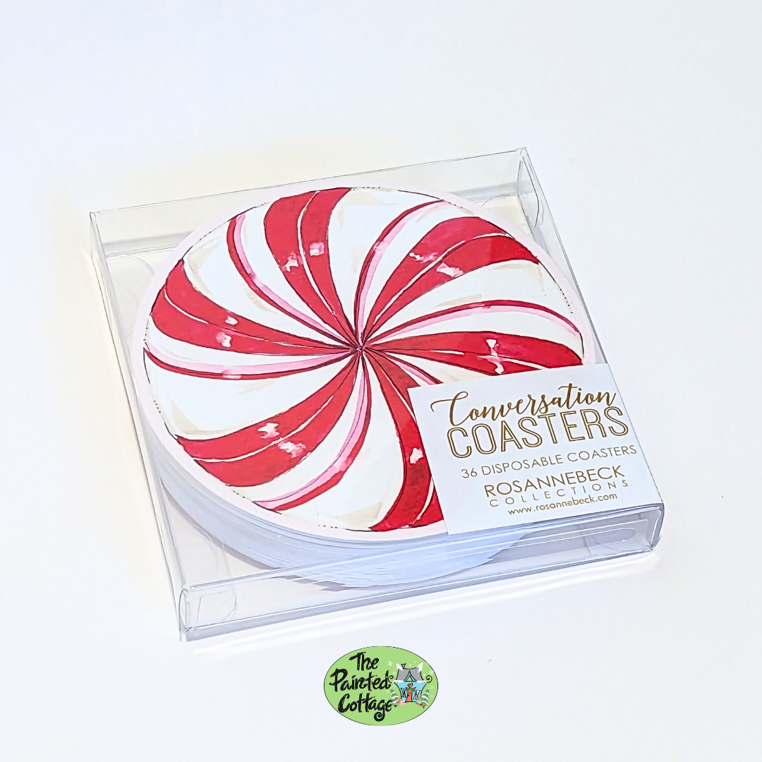 Conversation Coasters - Handpainted Round Peppermint Candy