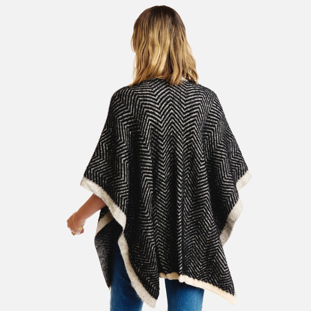 Super Soft Chevron Print Kimono - Black