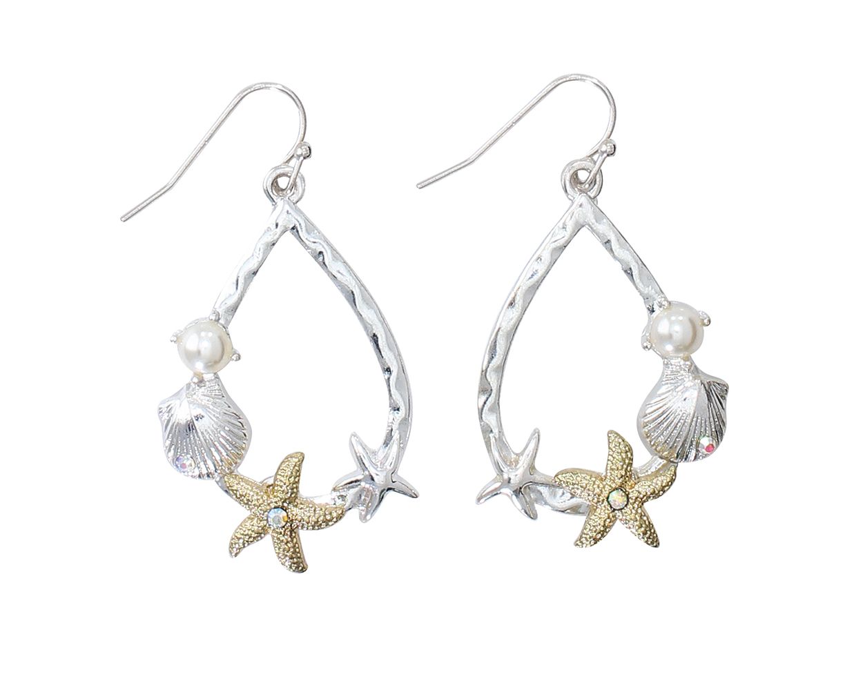 Twotone Teardrop Sealife Earrings