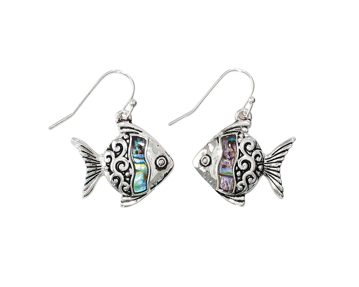 SILVER FISH WITH ABALONE EARRING
