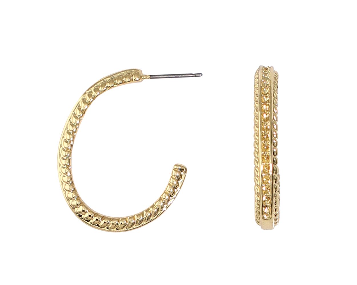 GOLD TEXTURED OVAL HOOP