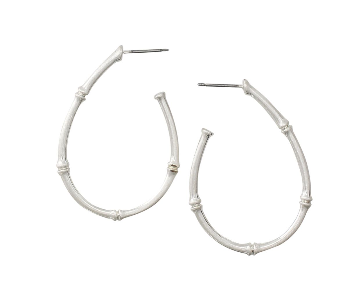 SILVER BAMBOO OVAL HOOP