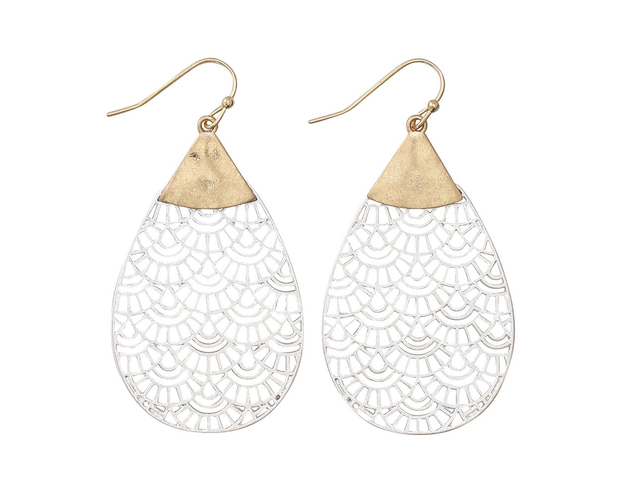 SLVR DROP W/GLD ACCENT EARRING