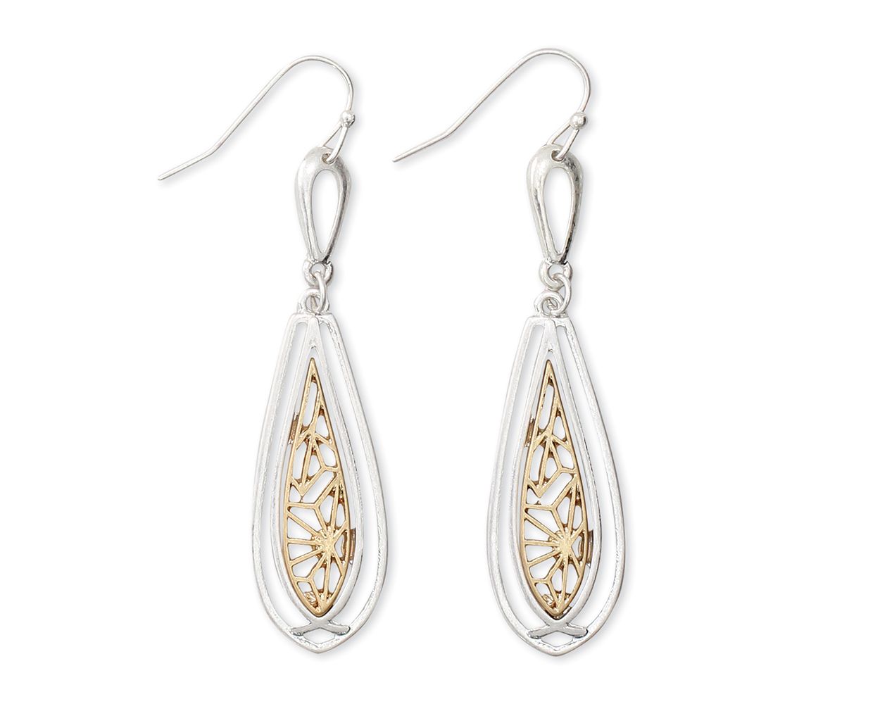 2TONE ETCHED DROP EARRING