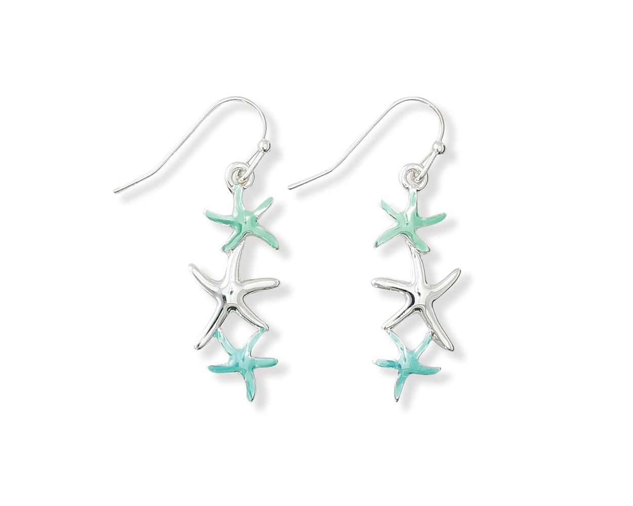AQUA/SILVER STARFISH EARRING
