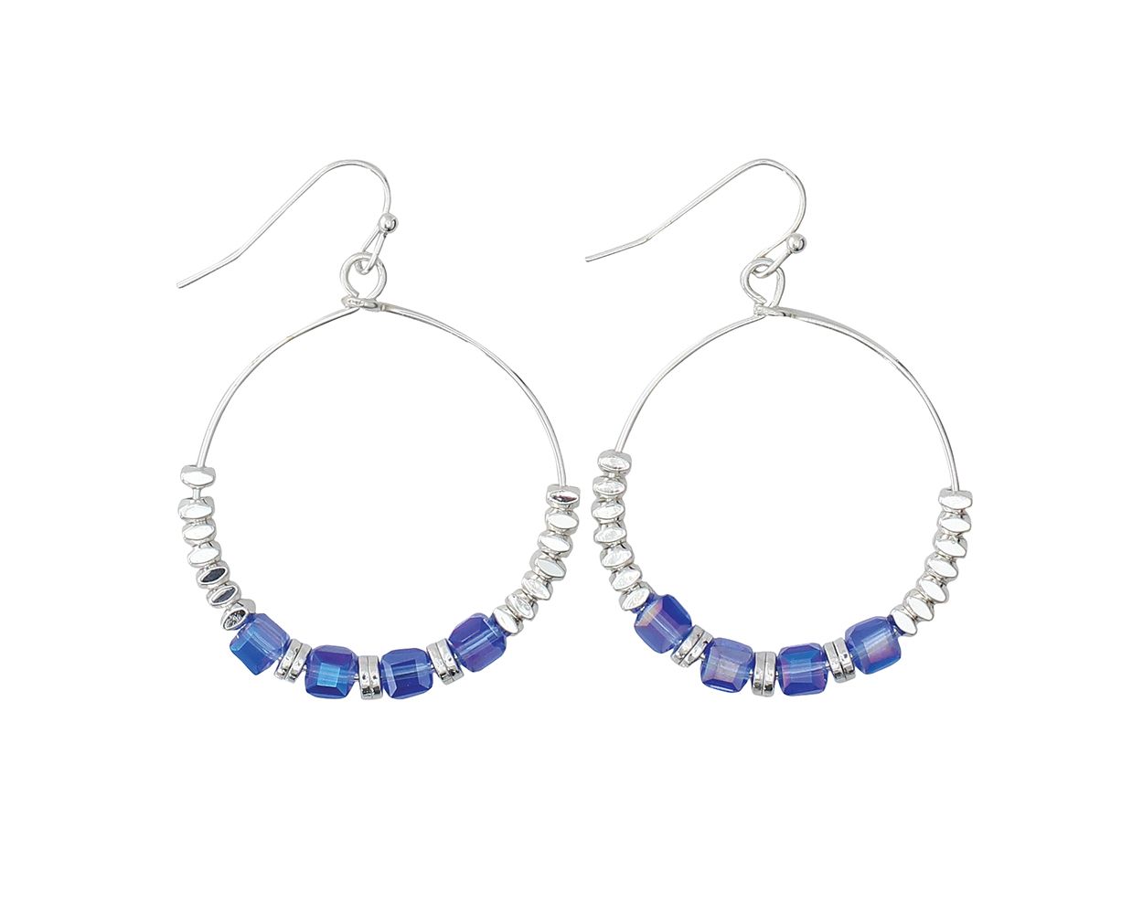 SILVER/BLUE BEAD EARRING