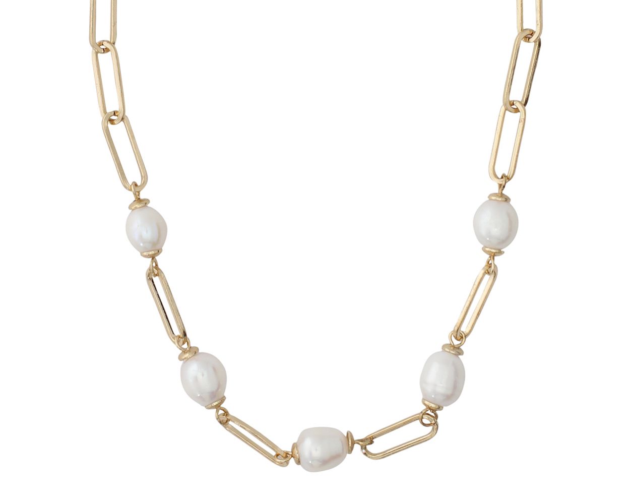 GOLD LINK W/ PEARLS NECKLACE