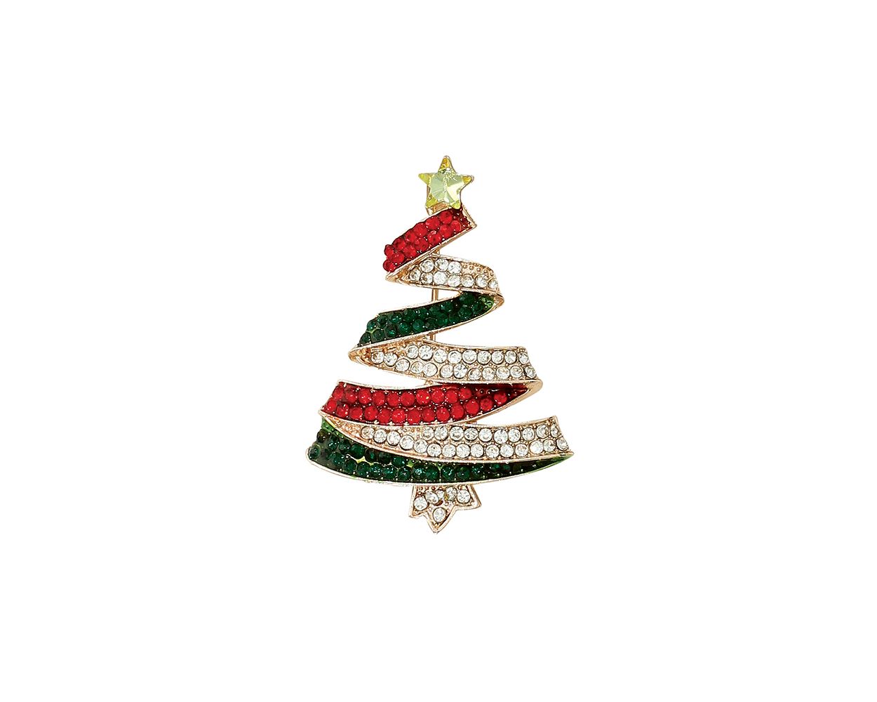 CRYSTAL RIBBON TREE PIN
