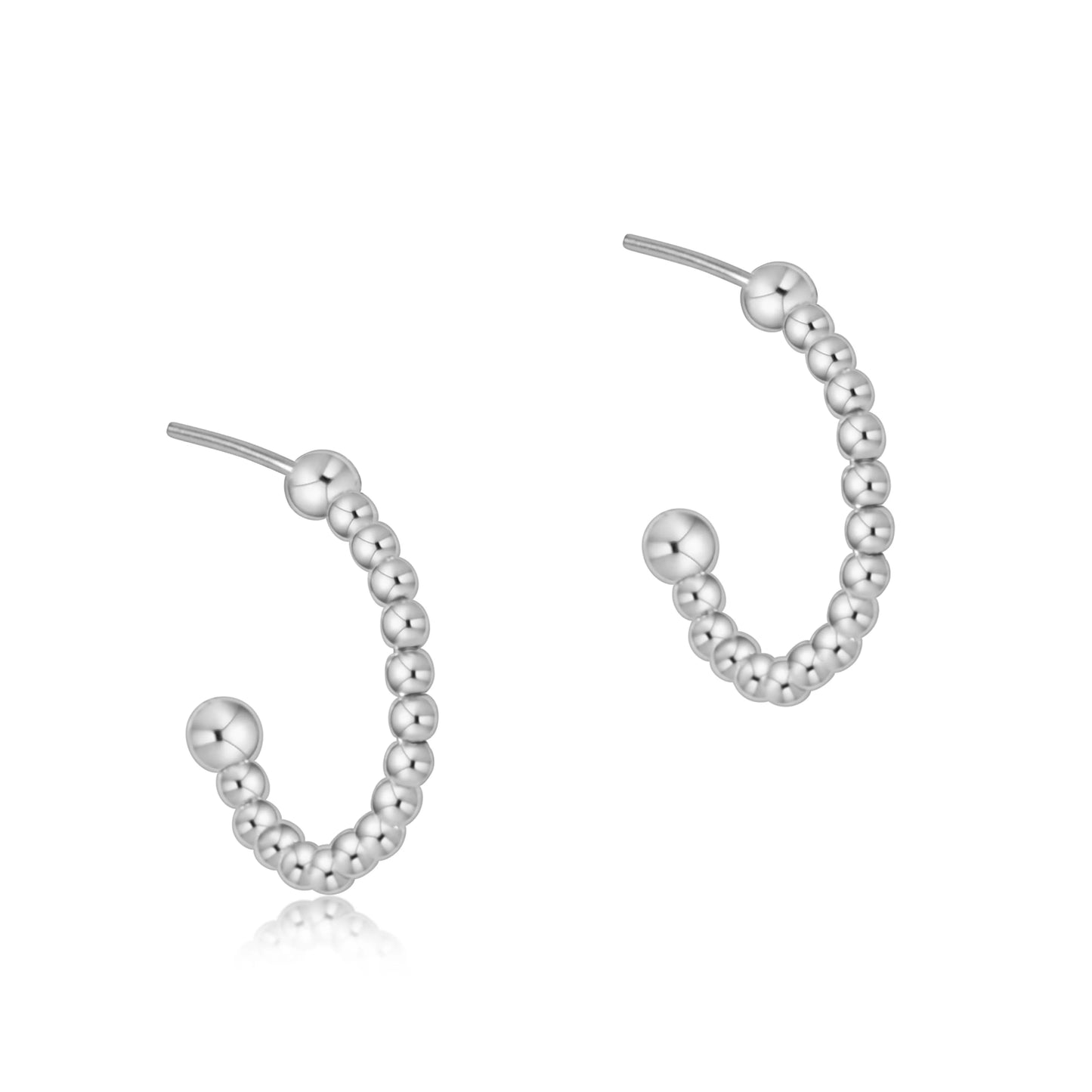 Beaded Classic Post Hoop - 2mm Sterling