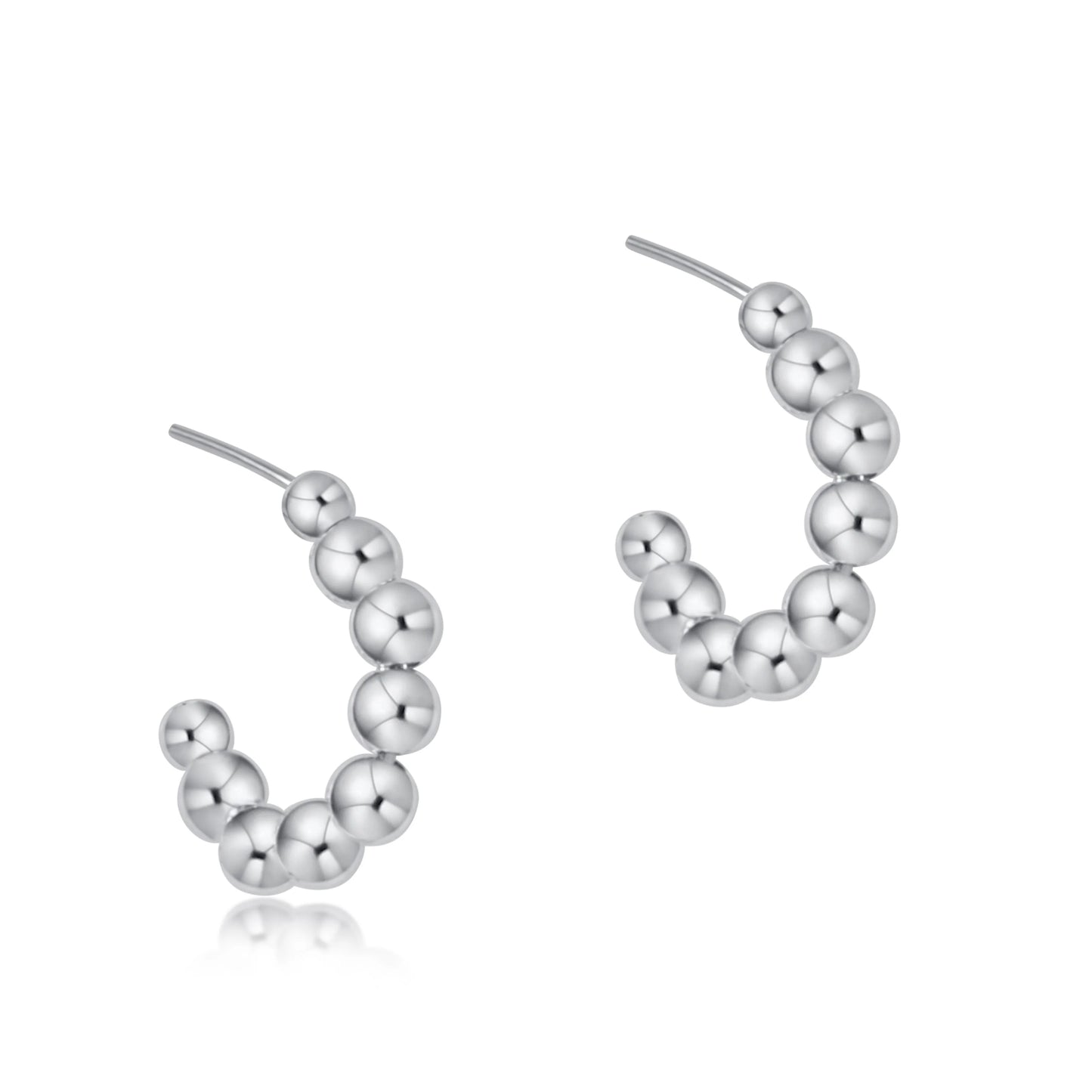 Beaded Classic Post Hoop - 4mm Sterling