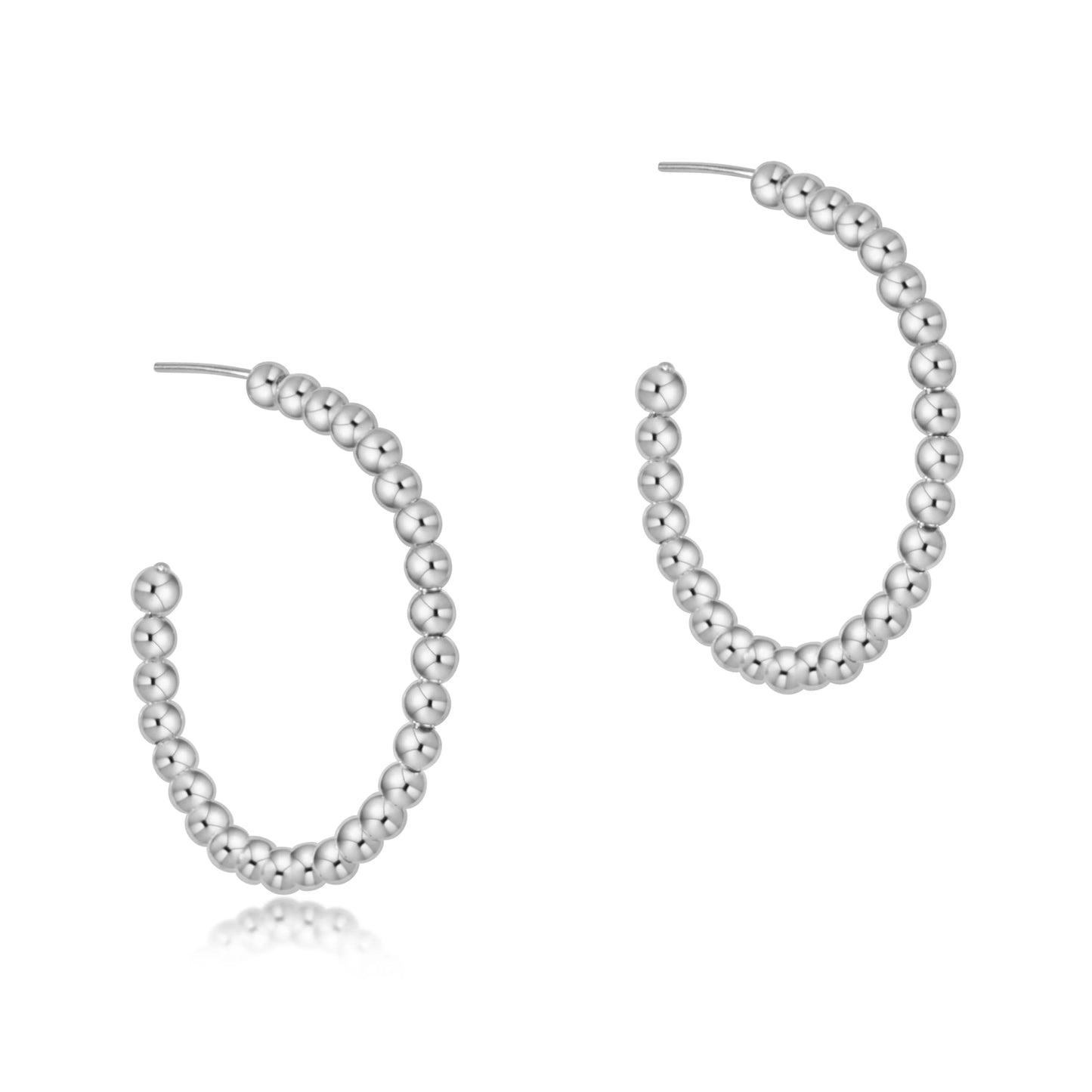 Beaded Classic Post Hoop 1.25 - 4mm Sterling