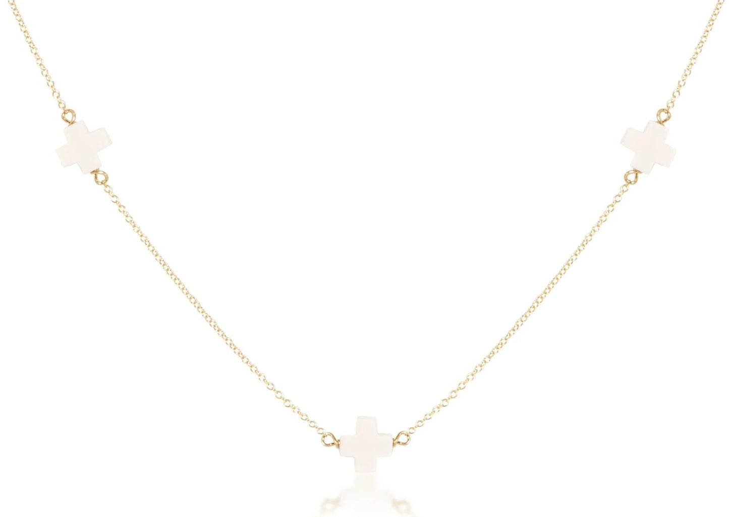 15" Choker Simplicity Chain Gold - Signature Cross Off White