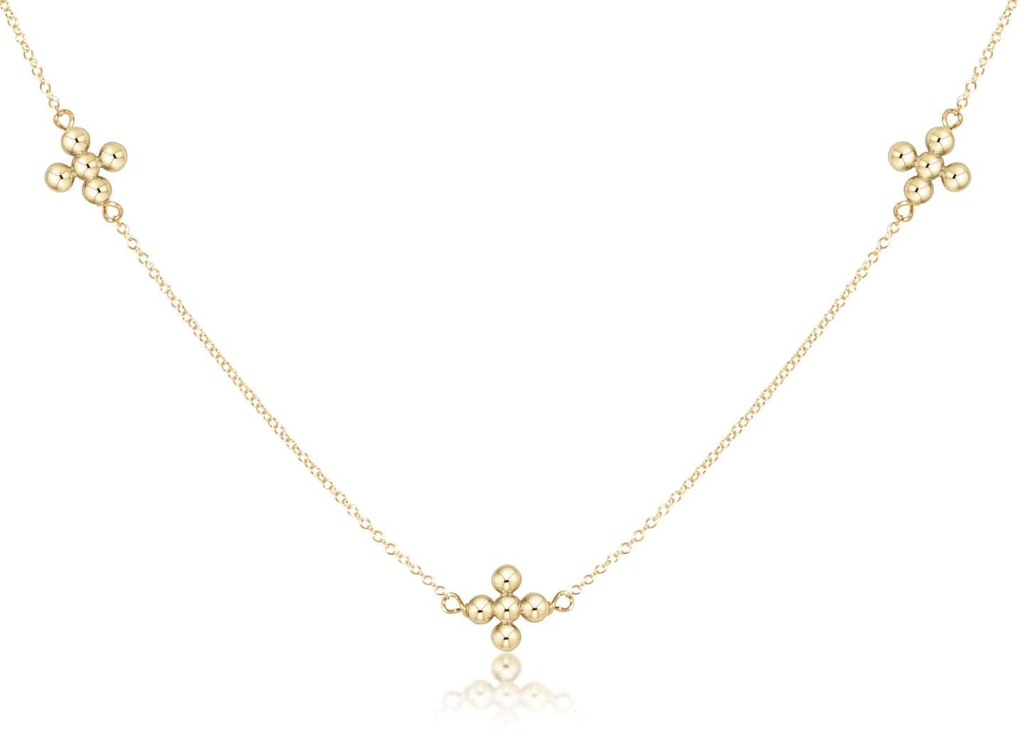 15" Choker Simplicity Chain Gold- Classic Beaded Signature Cross Gold