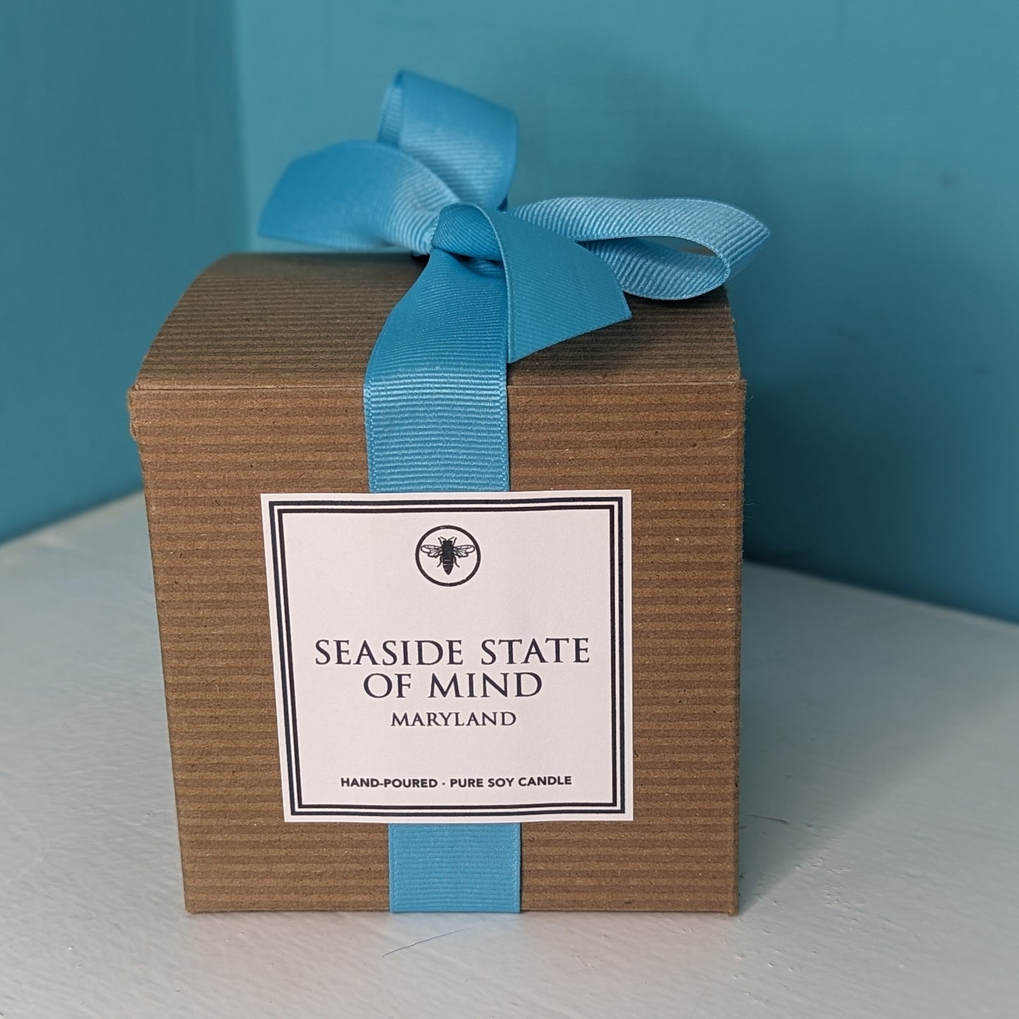 Seaside State of Mind Coconut hand-poured pure soy candle. Wood Bark and Amber. 60hr Burn. Shop at The Painted Cottage in Edgewater, MD