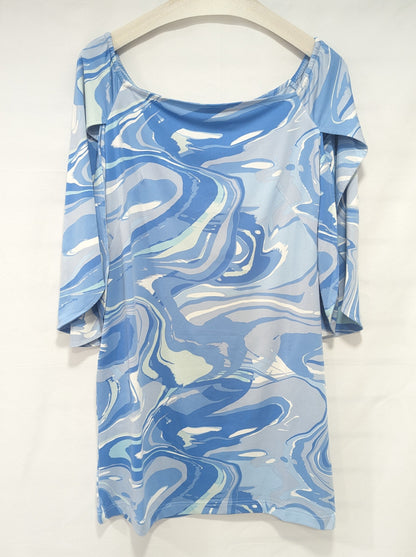 3/4 Sleeve Ashby Dress - Blue Marble