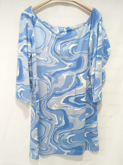 3/4 Sleeve Ashby Dress - Blue Marble