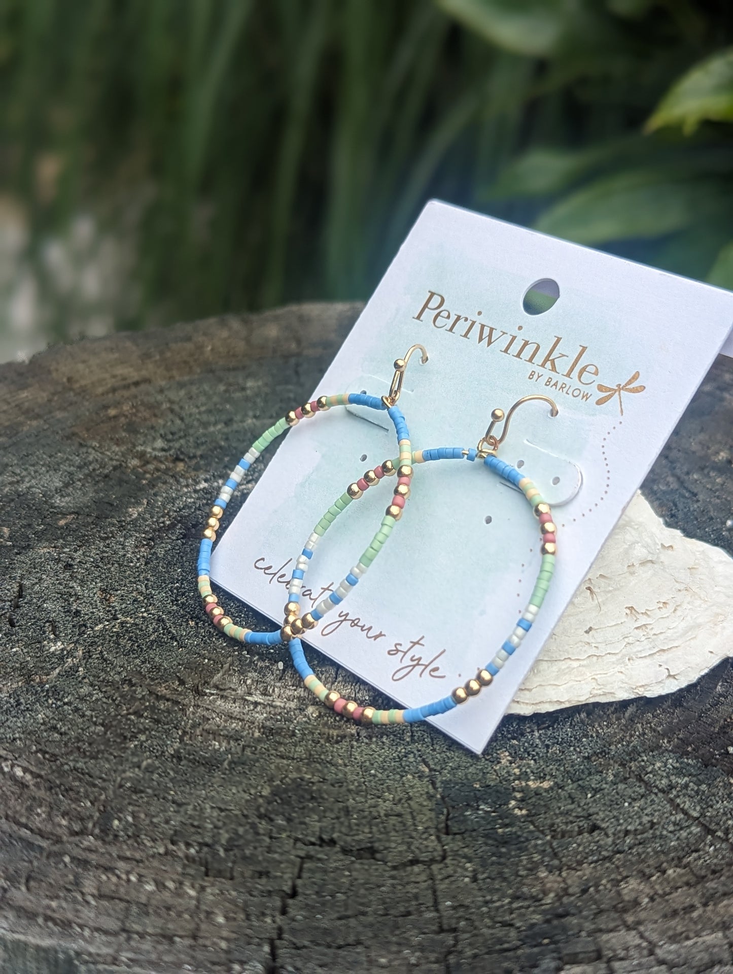 BLUE COLORFUL BEAD EARRING