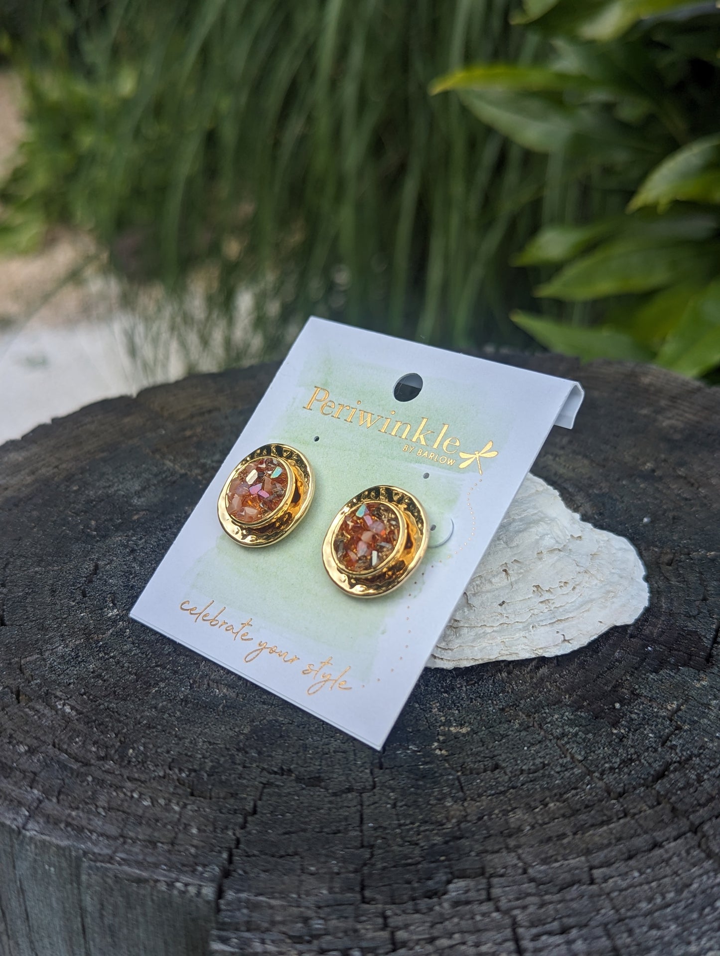 GOLD GLITTER/STONE EARRING