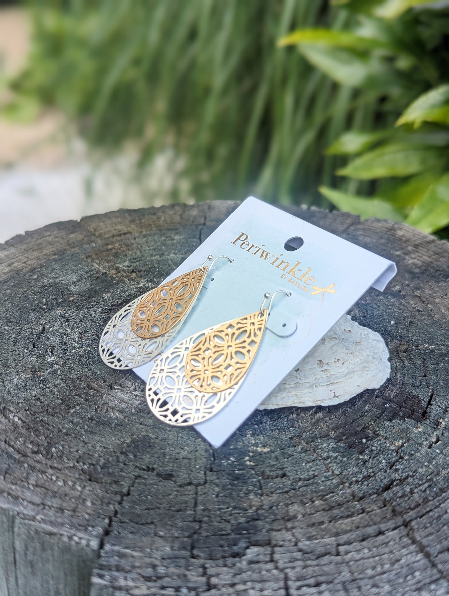2TONE FILIGREE TEARDROP EARRING