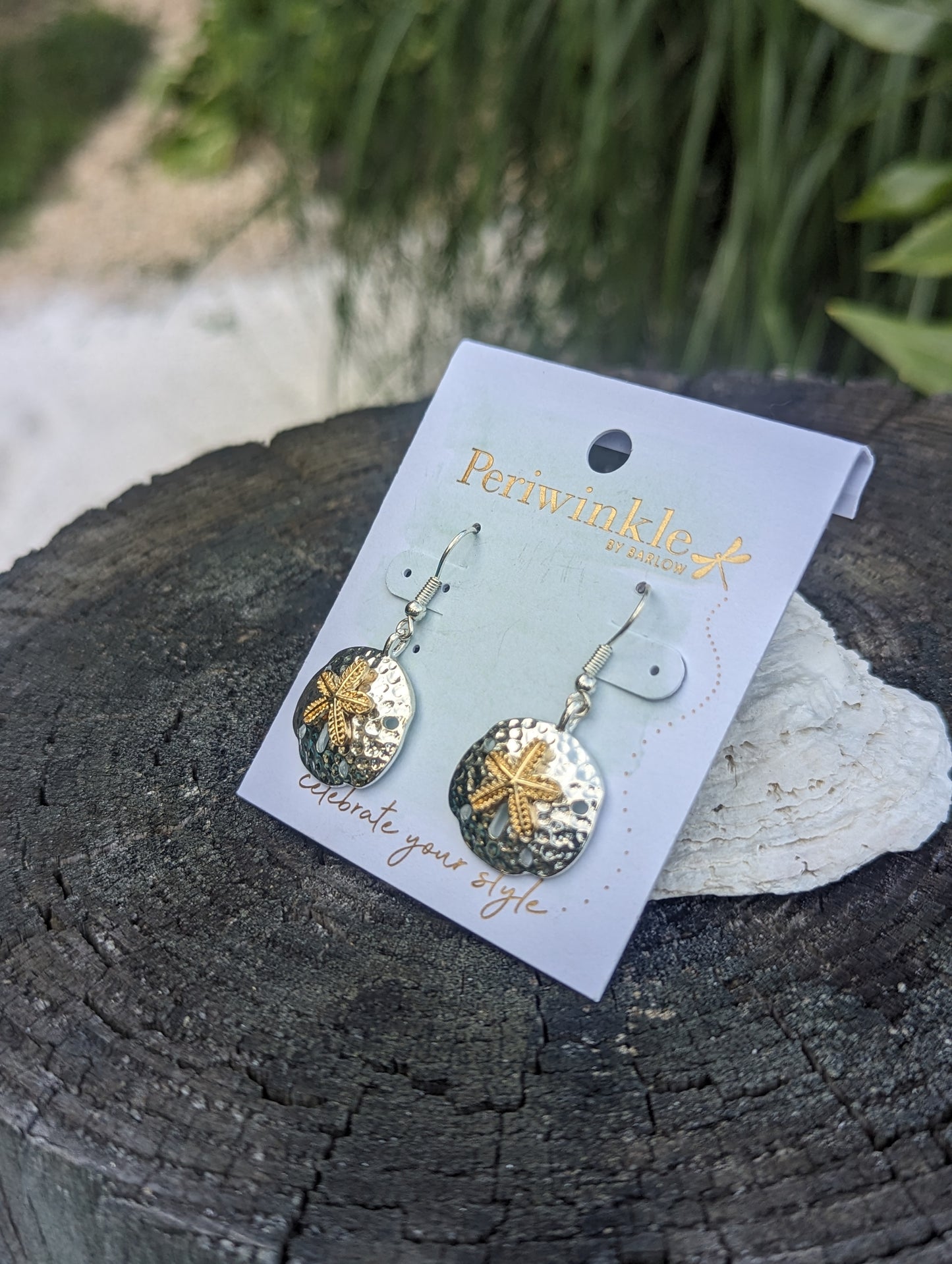 2TONE SAND DOLLAR EARRING