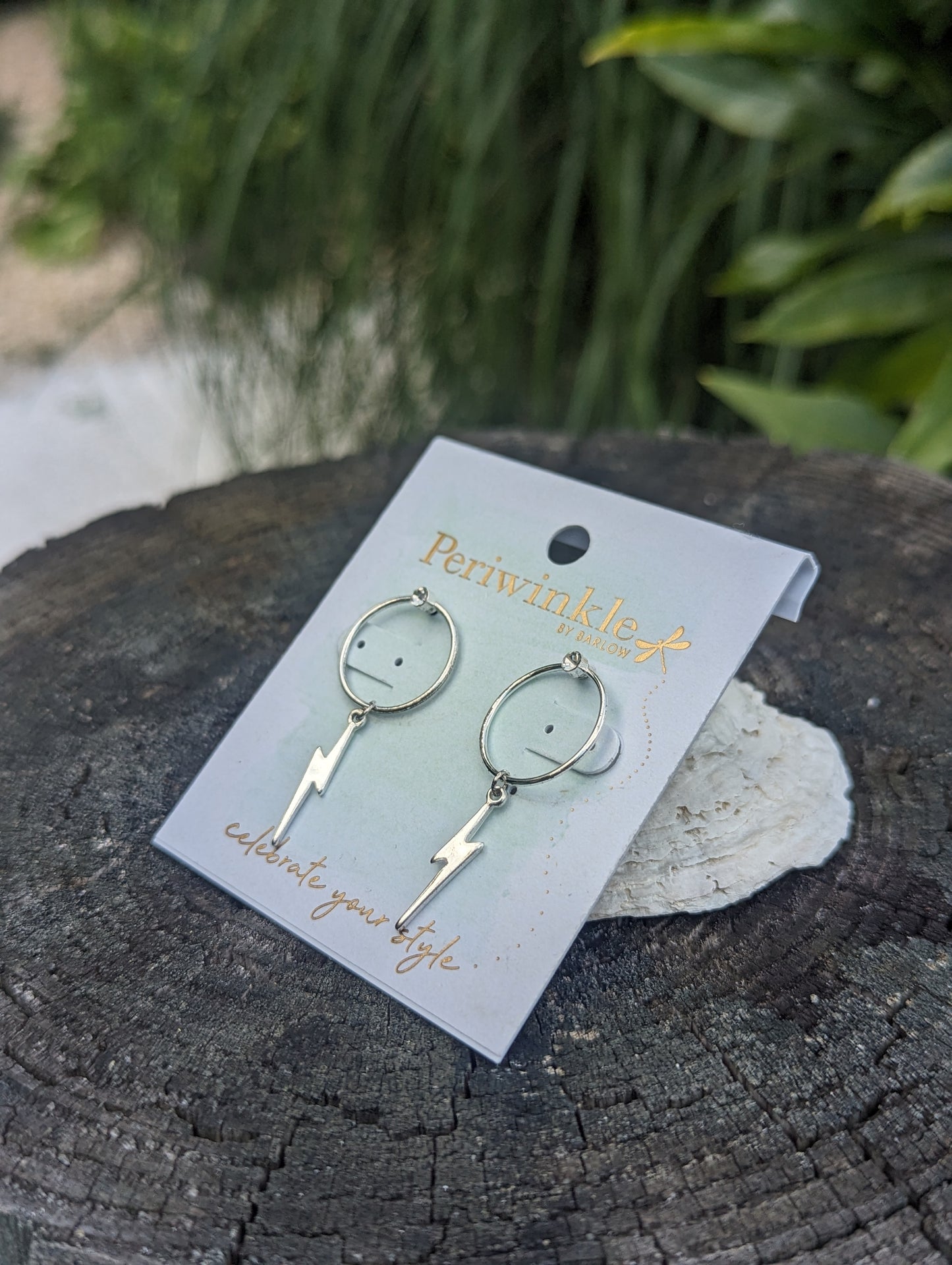 Silver With Lightening Charm Earrings