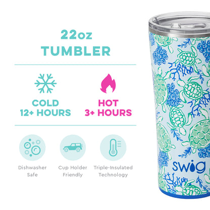 Enjoy your favorite beverages on the move with our 22oz SWIG Tumbler from The Painted Cottage boutique in Edgewater, Maryland. With its slim design, it fits perfectly in cup holders and keeps drinks cold for over 12 hours and hot for over 3 hours, featuring triple insulation technology and a BPA-free lid.