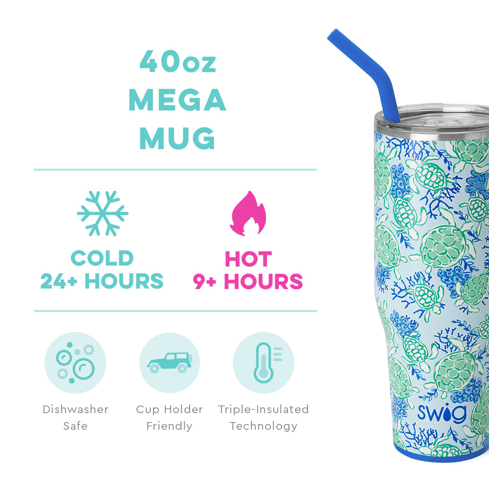 Enjoy your favorite beverages on the move with our 40oz SWIG Tumbler from The Painted Cottage boutique in Edgewater, Maryland. With its slim design, it fits perfectly in cup holders and keeps drinks cold for over 12 hours and hot for over 3 hours, featuring triple insulation technology and a BPA-free lid.