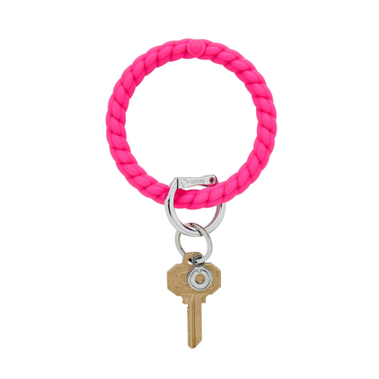 Silicone Big O Key Ring - Tickled Pink Braided