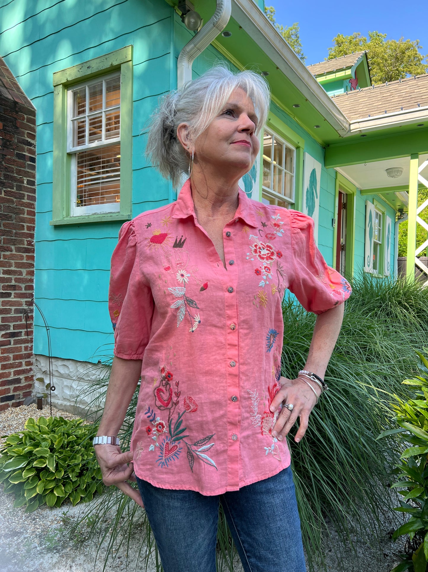 RUTH LISBON CORAL SUNSET BLOUSE