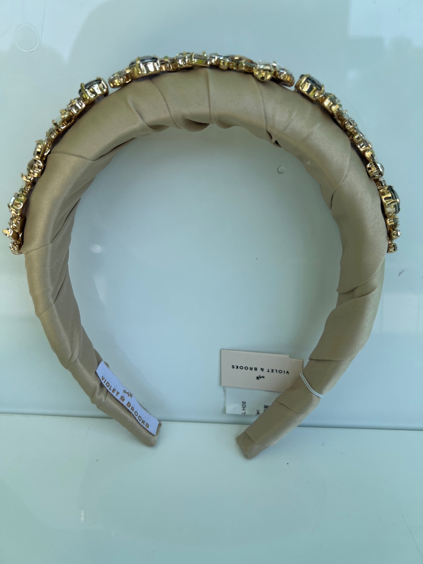 FLUFF PHOEBE CRYSTAL HEADBAND | Beige