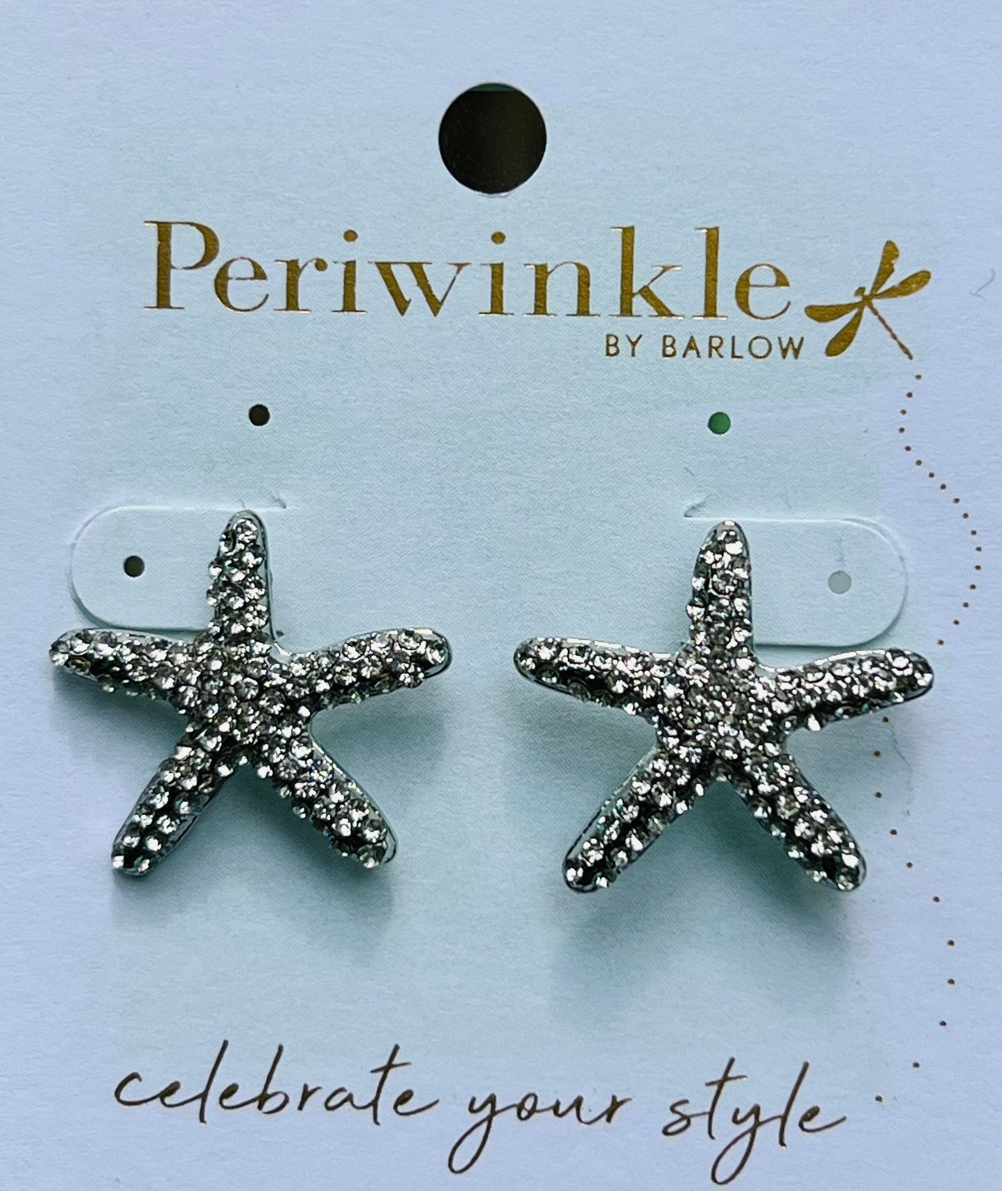 CLEAR CRYSTAL STARFISH EARRING