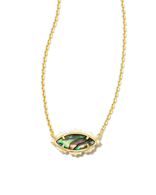 Genevieve Short Pendant Necklace - Gold Abalone