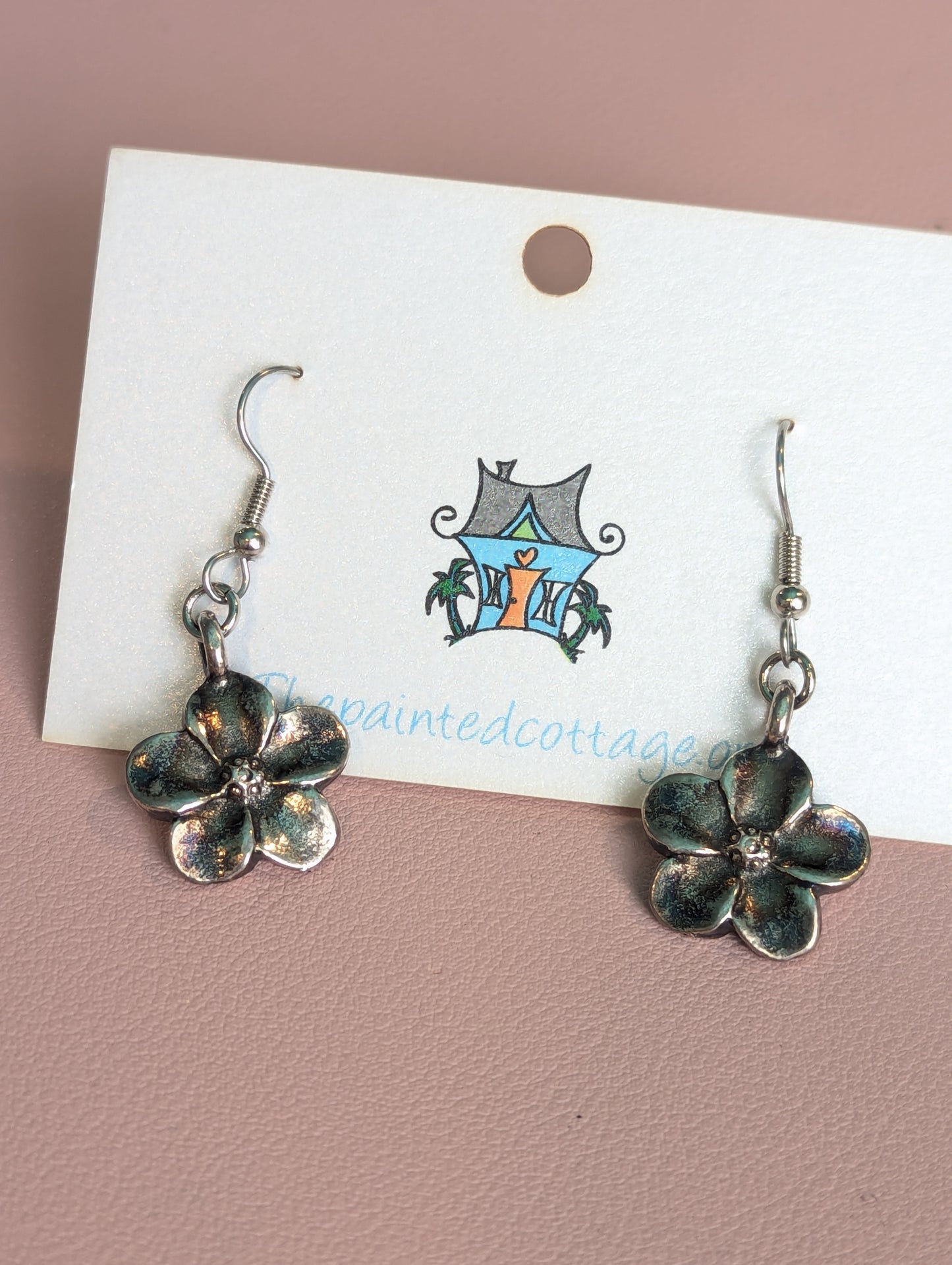 Distressed Flower Dangle Earrings The Painted Cottage JEWELRY rn-image_picker_lib_temp_86a71a4d-0864-4203-ad0f-bf93285bec85