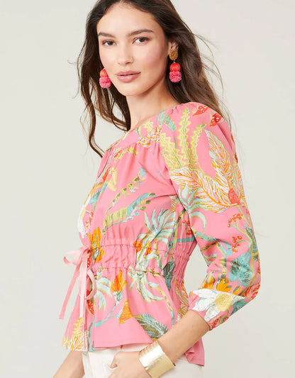 Colette Stretch Blouse Queenie Topiary Pink