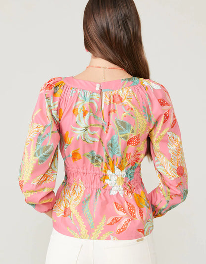 Colette Stretch Blouse Queenie Topiary Pink