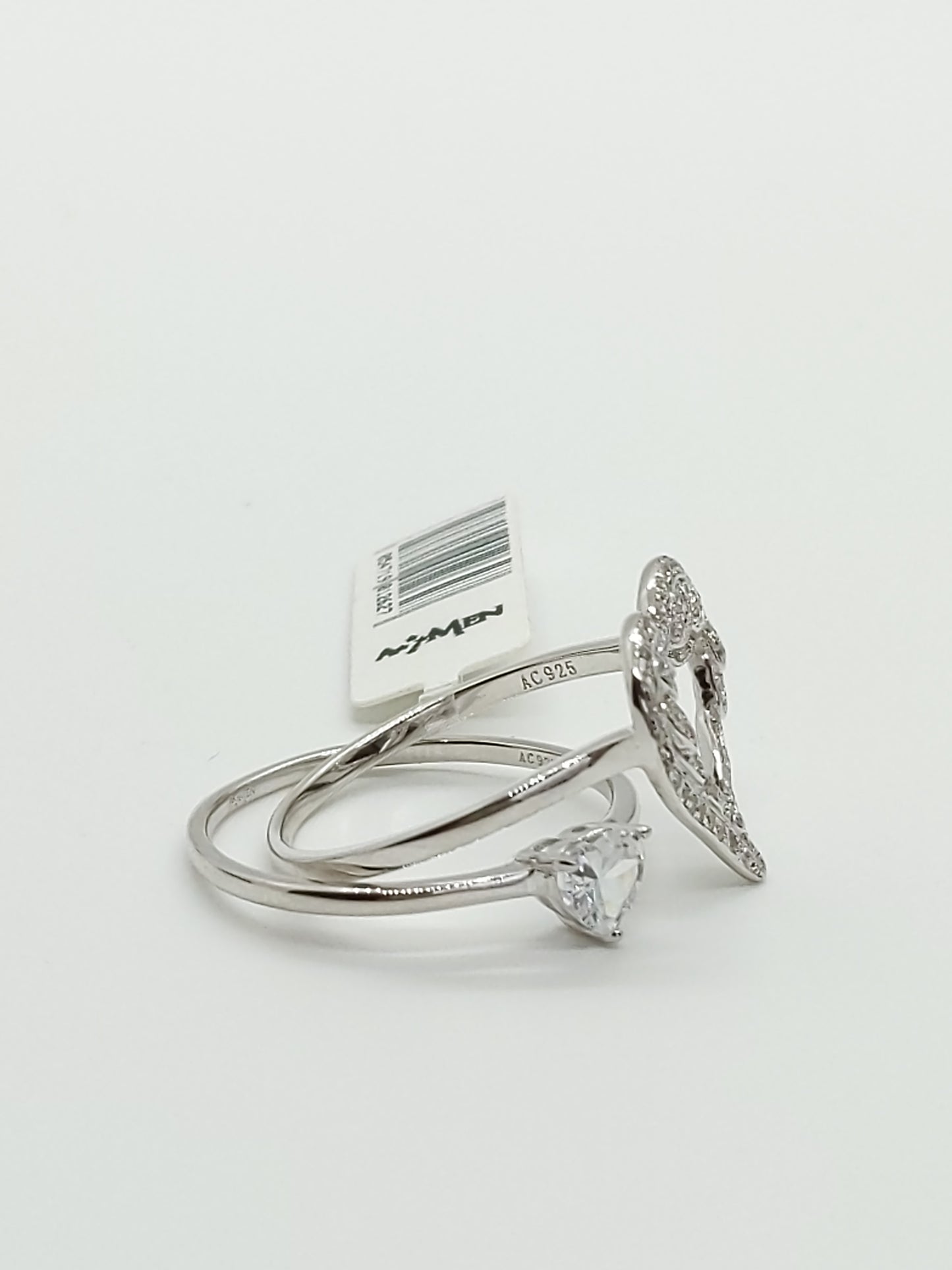 2-in-1 Silver Crystals Rings side view Amen jewelry for her hearts shop The Painted Cottage a Maryland Boutique