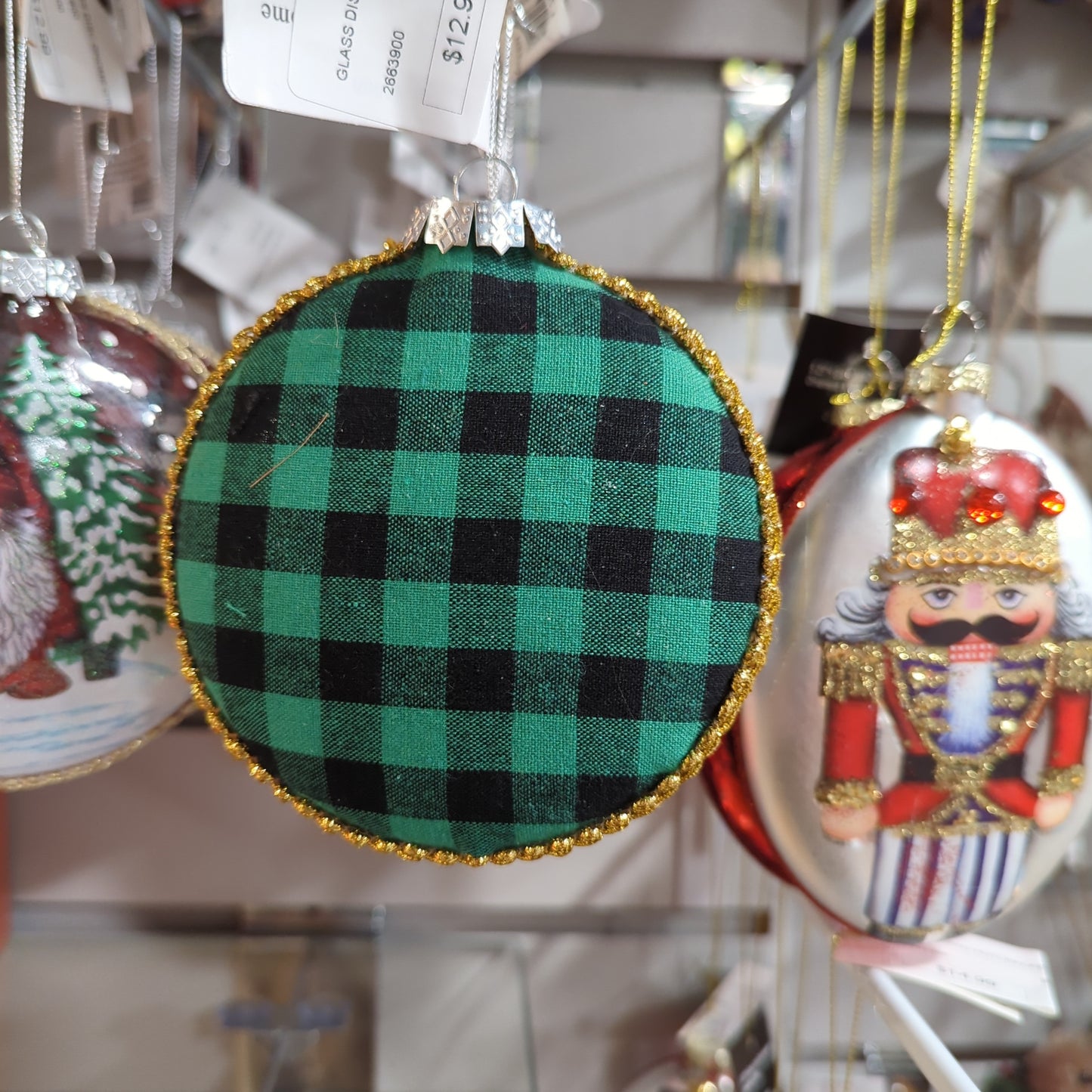 GLASS DISC GNOME ORNAMENT GREEN
