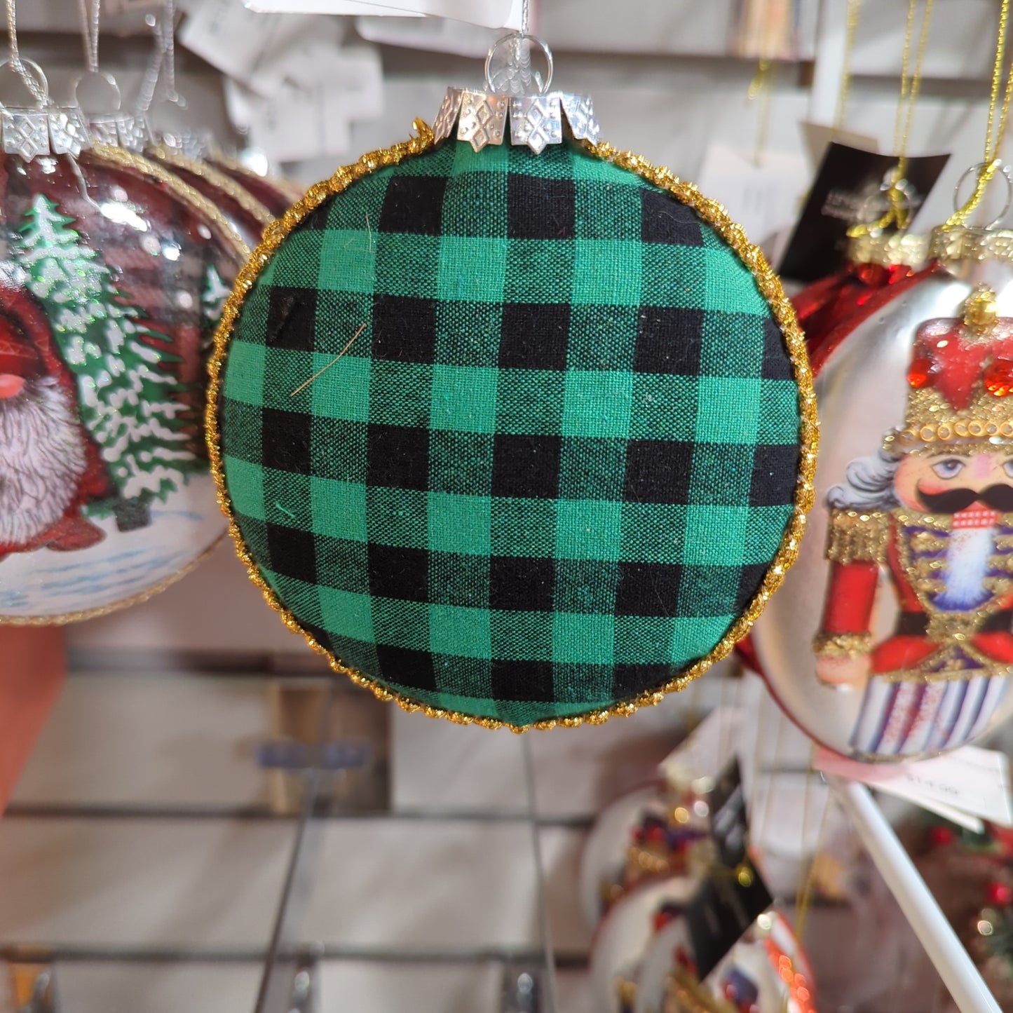 GLASS DISC GNOME ORNAMENT GREEN