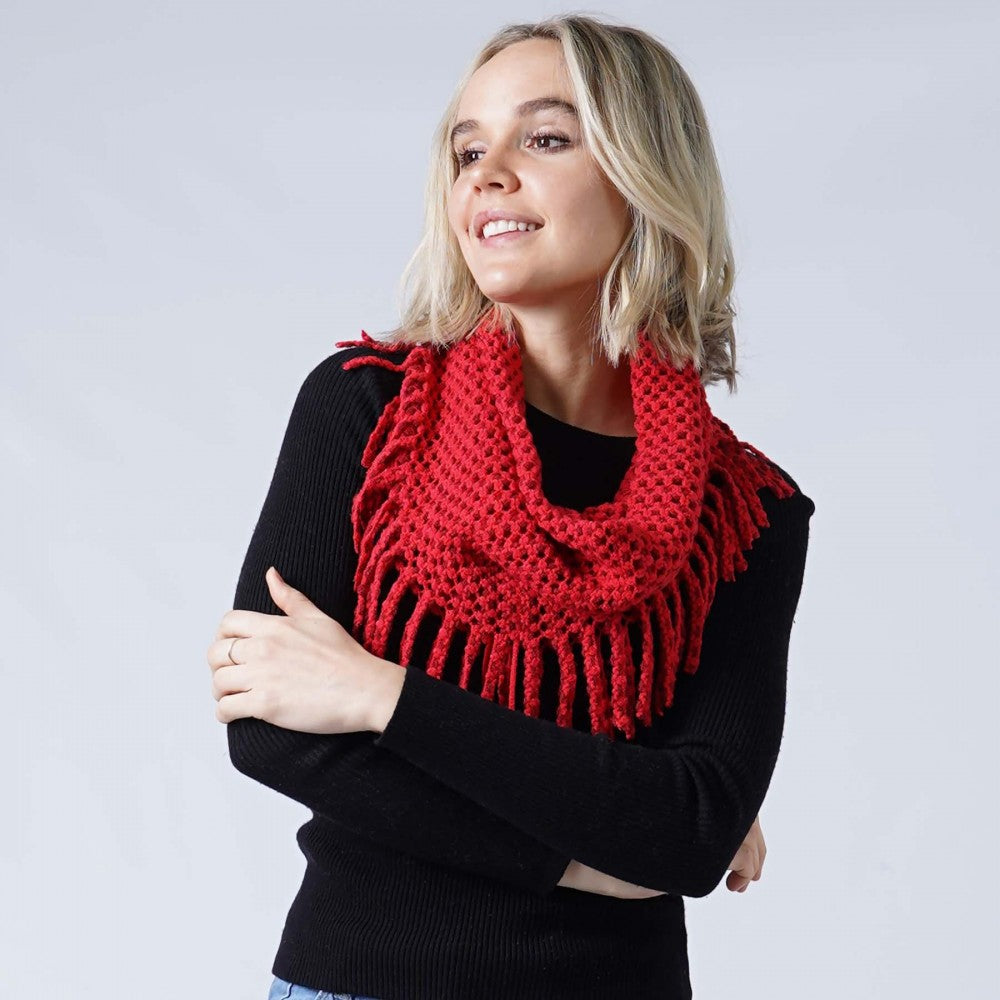 RED TUBULAR MINI W/FRINGE