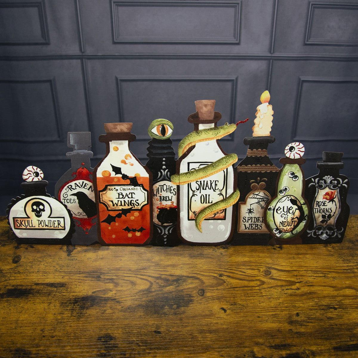 MANTEL POTION BOTTLES