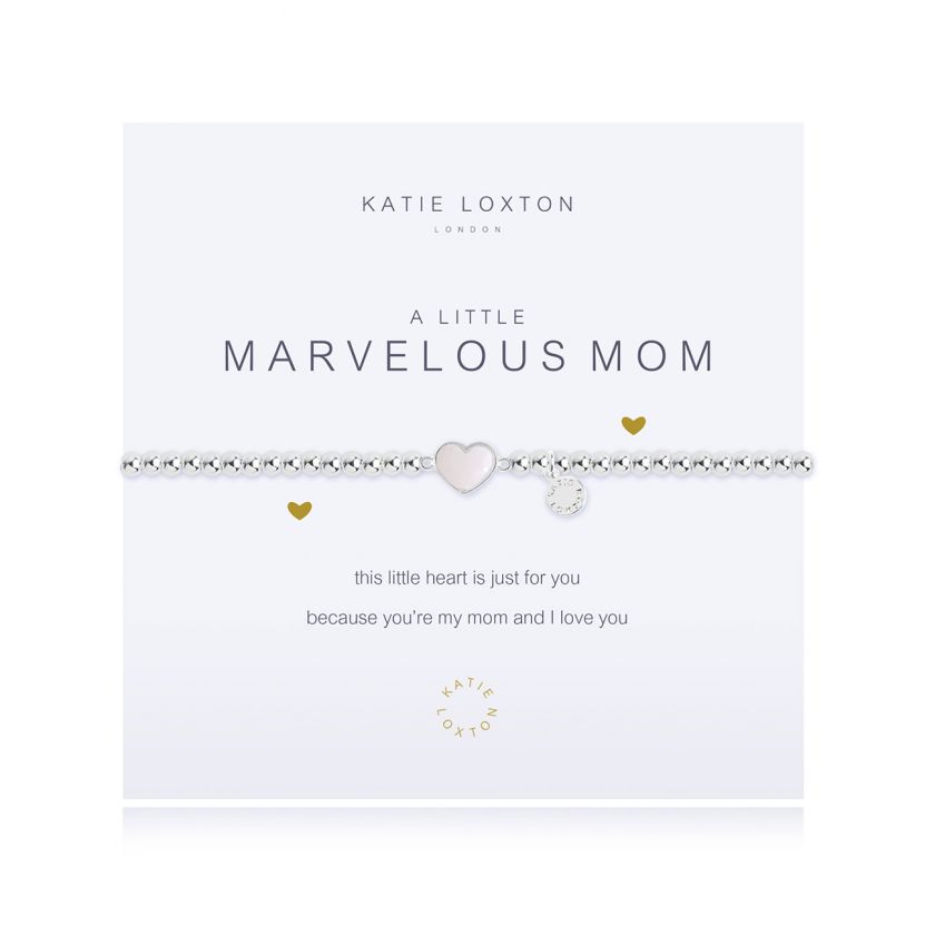 Katie Loxton silver stretch bead A Little Marvelous Mom bracelet with silver heart charm