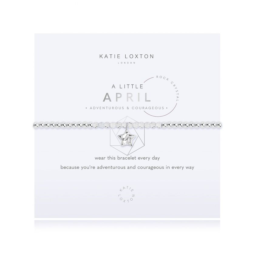Silver-plated stretch bead A Little April adventurous and courageous bracelet with Rock Crystal beads and star charm
