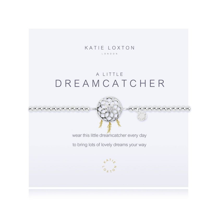 Silver-plated stretch bead A Little Dreamcatcher bracelet with silver and gold dreamcatcher charm