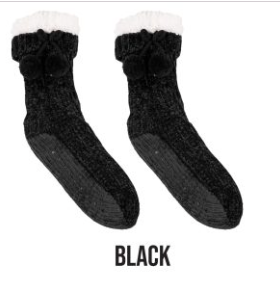 SS CAMPER BLACK CHENILLE SOCKS