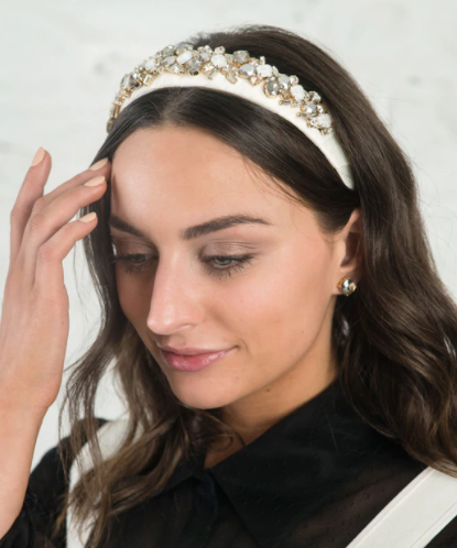 Phoebe Crystal Headband Ivory
