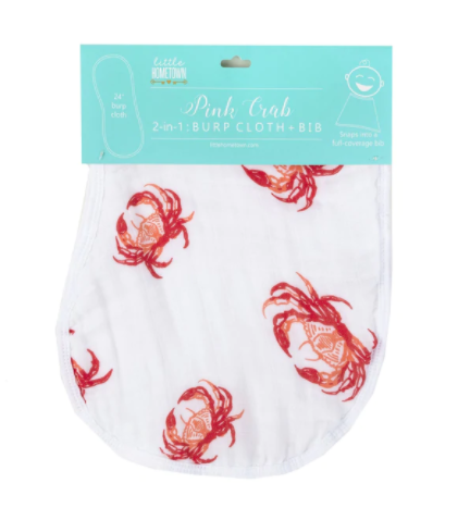 2 N 1 BURP CLOTH PINK CRAB