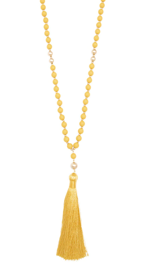 HONEY BEADED TASSEL NECKLACE