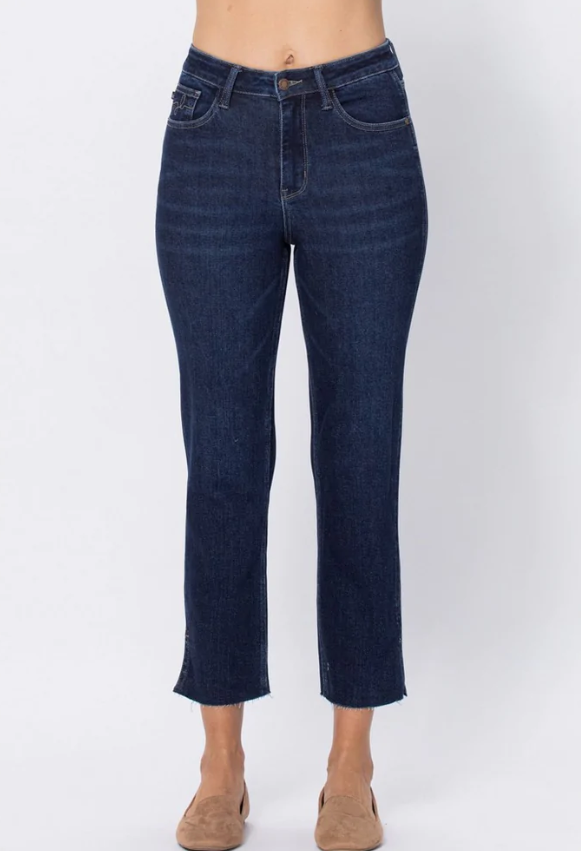 HI-WAISTED CROPPED JEAN W/SLIT